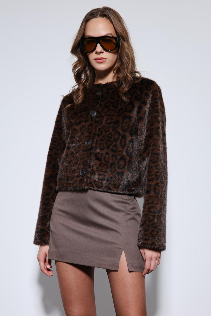 ANT Antioch Coffee Animal Print Jacket - Cape Coral