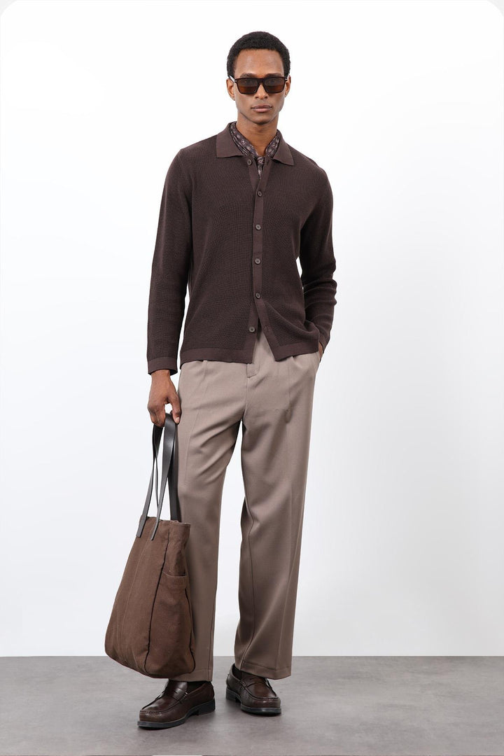 ANT Antioch Kahve İnce Örgü Triko Erkek Hırka - Kalamazoo