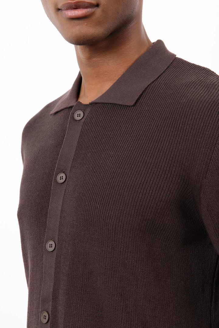 ANT Antioch Kahve İnce Örgü Triko Erkek Hırka - Kalamazoo