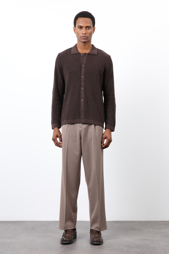 ANT Antioch Kahve İnce Örgü Triko Erkek Hırka - Kalamazoo