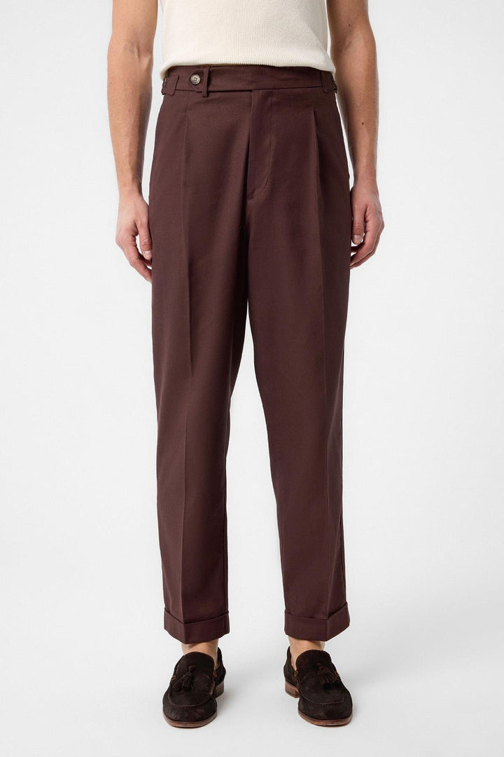 ANT Antioch Coffee Italian Cut High Waist Men's Pants - Irákleio