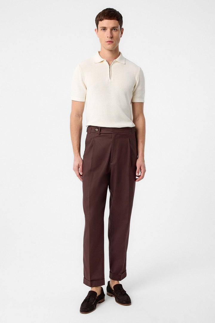 ANT Antioch Coffee Italian Cut High Waist Men's Pants - Irákleio
