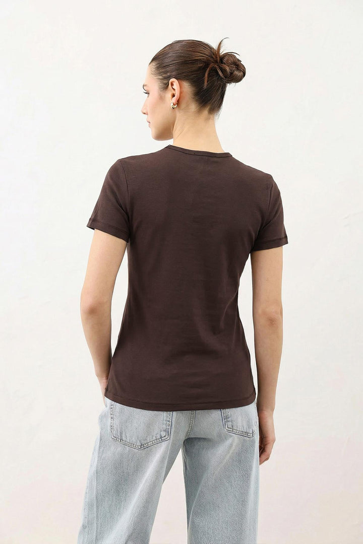 ANT Antioch Kahve Kadın Basic T-Shirt - Bornheim