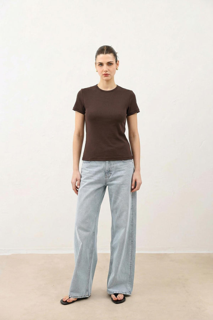 ANT Antioch Kahve Kadın Basic T-Shirt - Bornheim