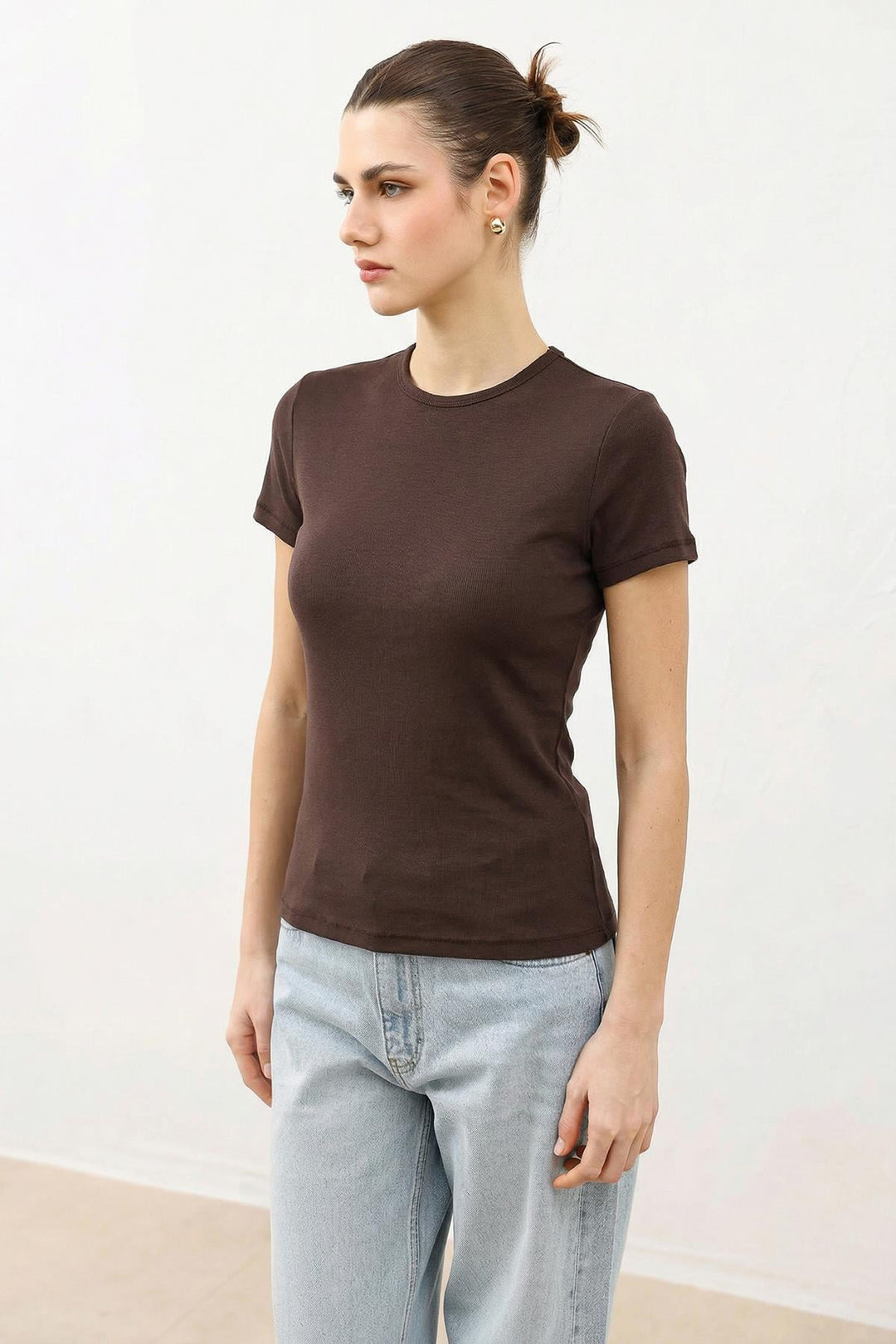 ANT Antioch Kahve Kadın Basic T-Shirt - Bornheim