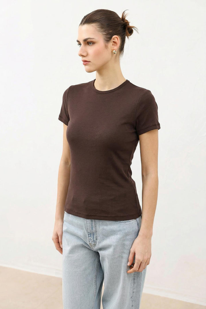 ANT Antioch Kahve Kadın Basic T-Shirt - Bornheim