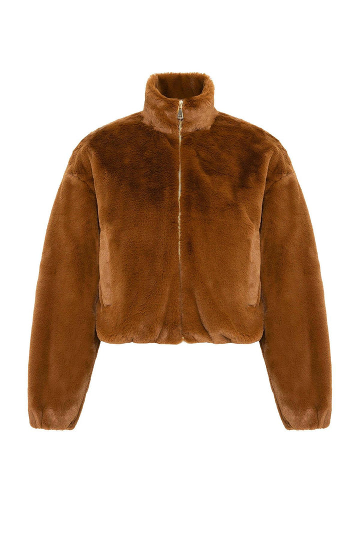 ANT Antioch Coffee Women's Elastic Waist Faux Fur Coat - Ipswich