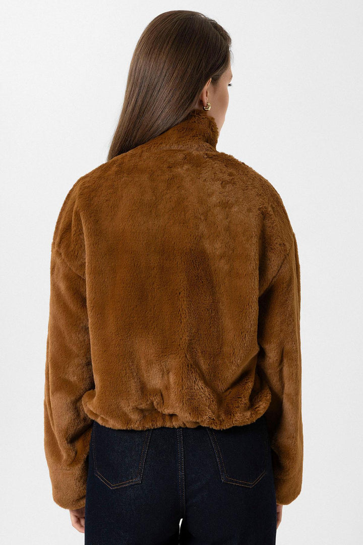 ANT Antioch Coffee Women's Elastic Waist Faux Fur Coat - Ipswich