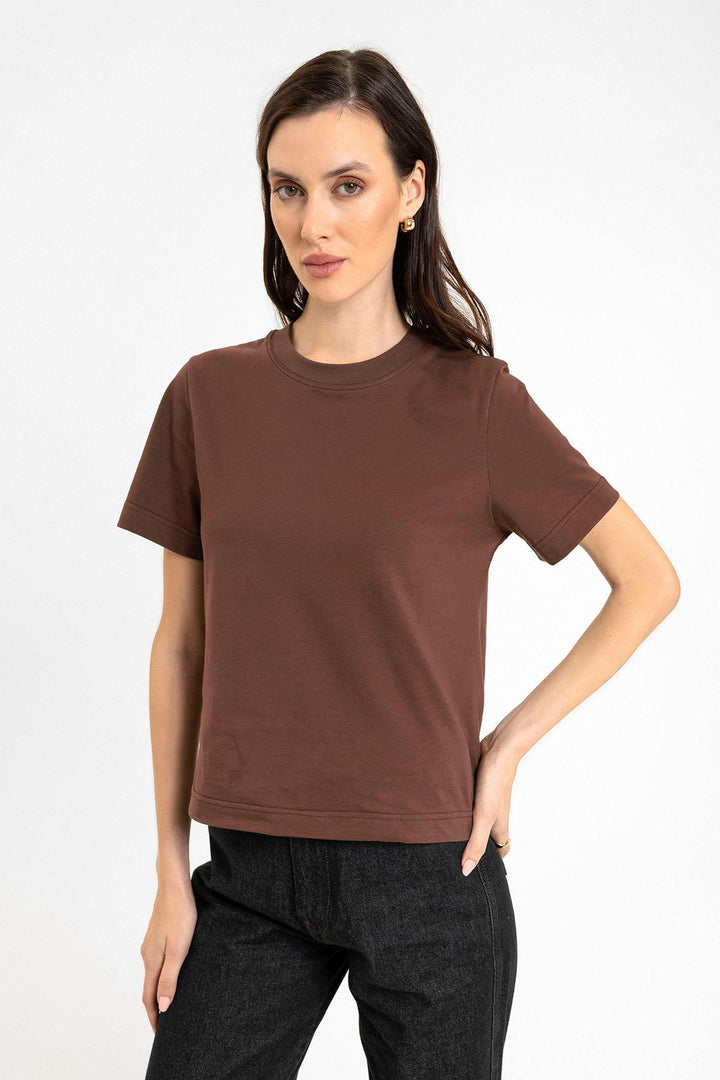 ANT Antioch Coffee Woman Bicycle Neck Basic T-Shirt - Ocoyoacac