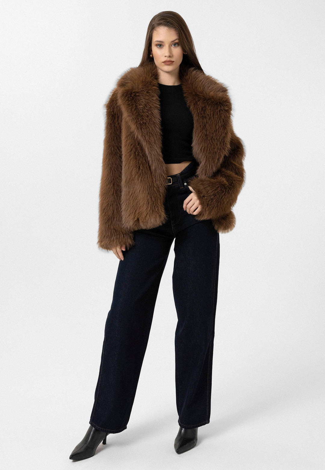 ANT Antioch Coffee Women's Jacket Collar Faux Fur Jacket - Autlán de Navarro