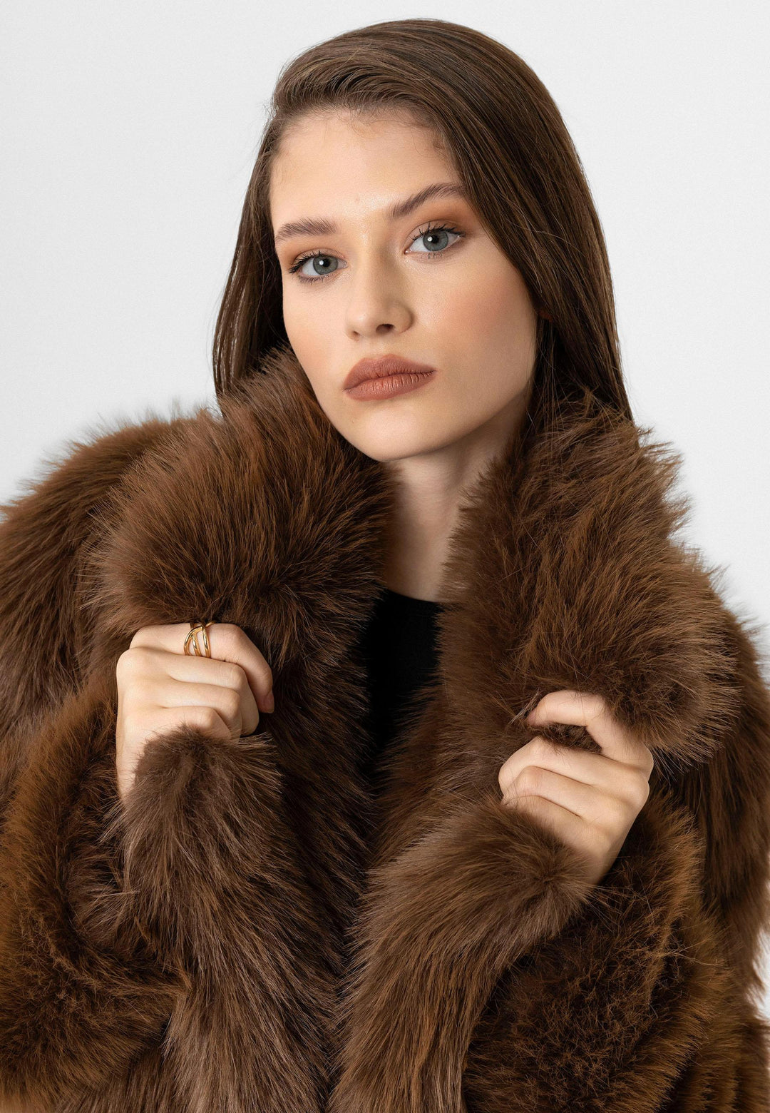 ANT Antioch Coffee Women's Jacket Collar Faux Fur Jacket - Autlán de Navarro