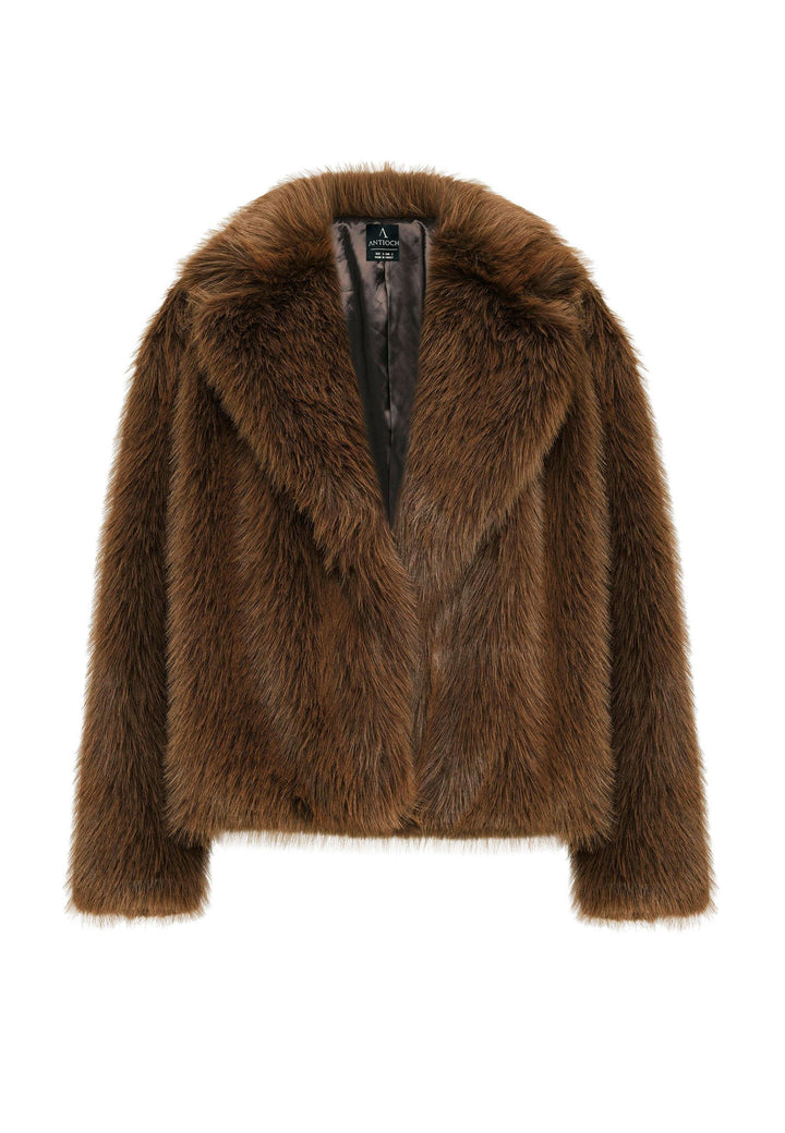 ANT Antioch Coffee Women's Jacket Collar Faux Fur Jacket - Autlán de Navarro