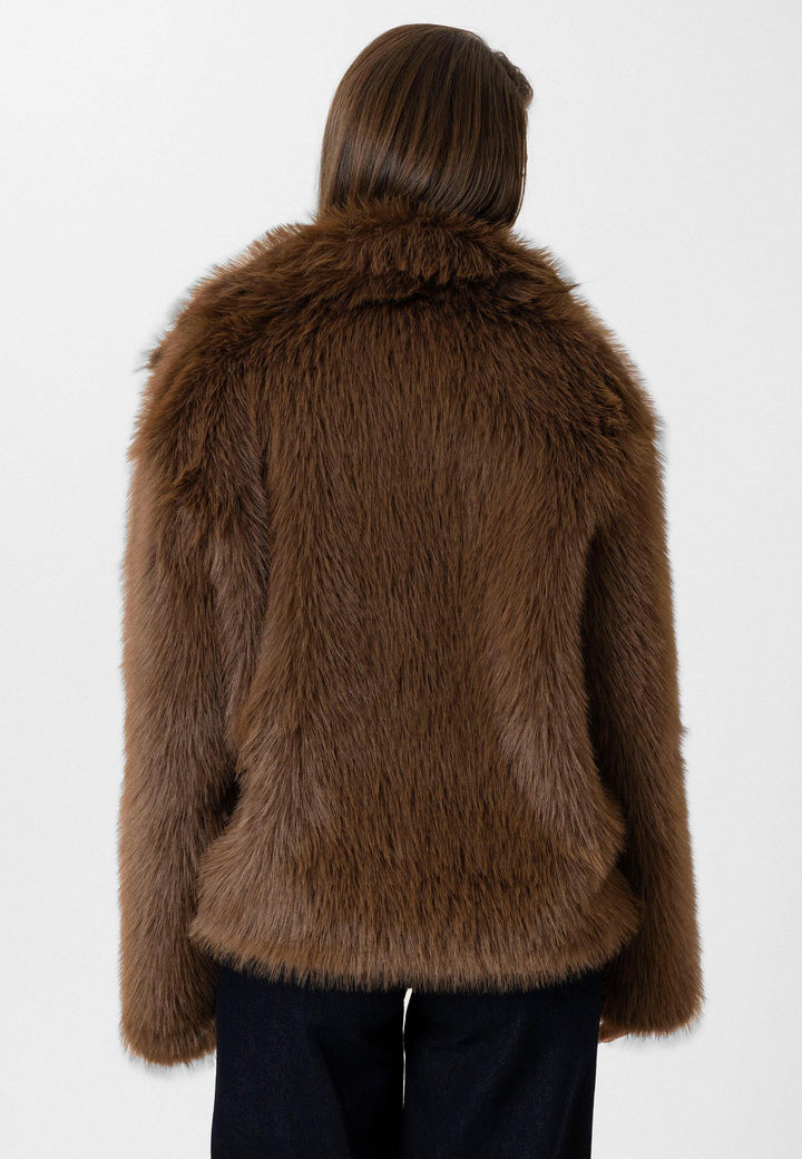 ANT Antioch Coffee Women's Jacket Collar Faux Fur Jacket - Autlán de Navarro