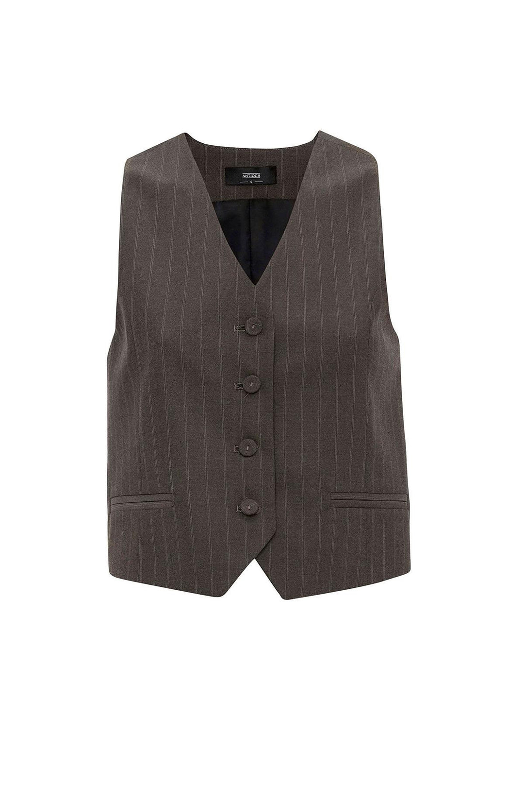 ANT Antioch Coffee Woman Striped Button Closure Vest - Noblesville