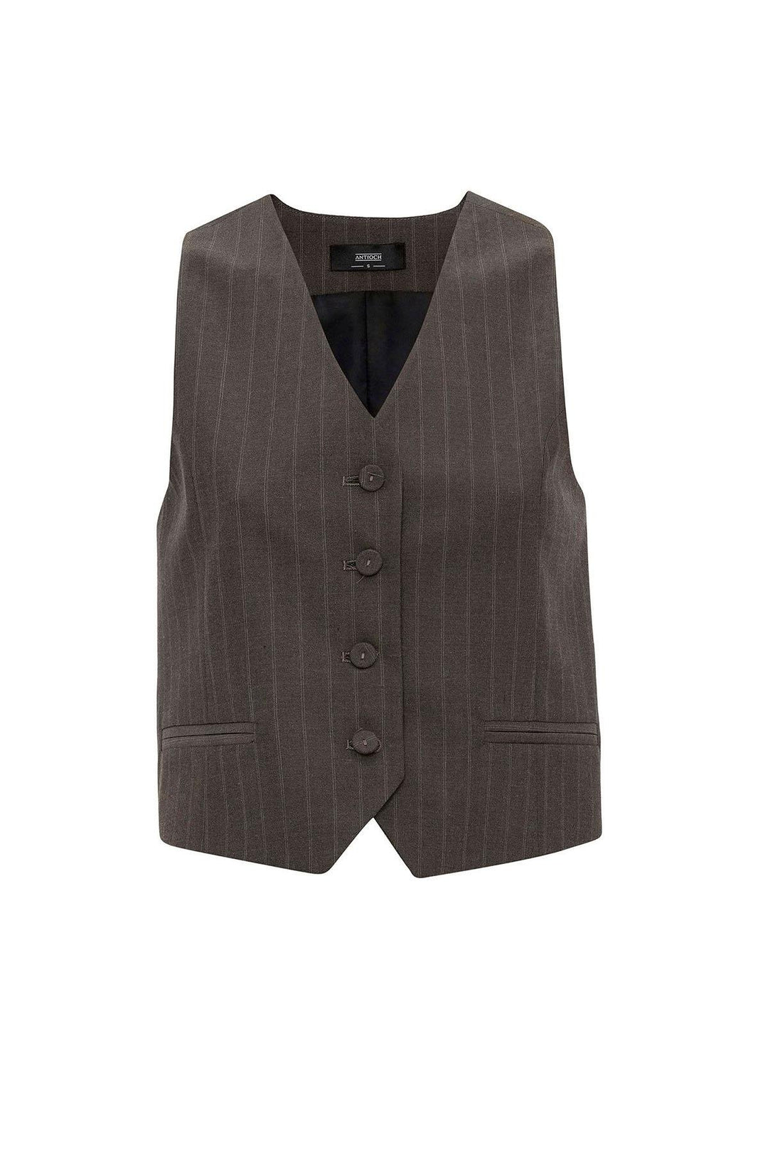 ANT Antioch Kahve Kadın Çizgili Düğme Kapama Yelek - Teijlingen