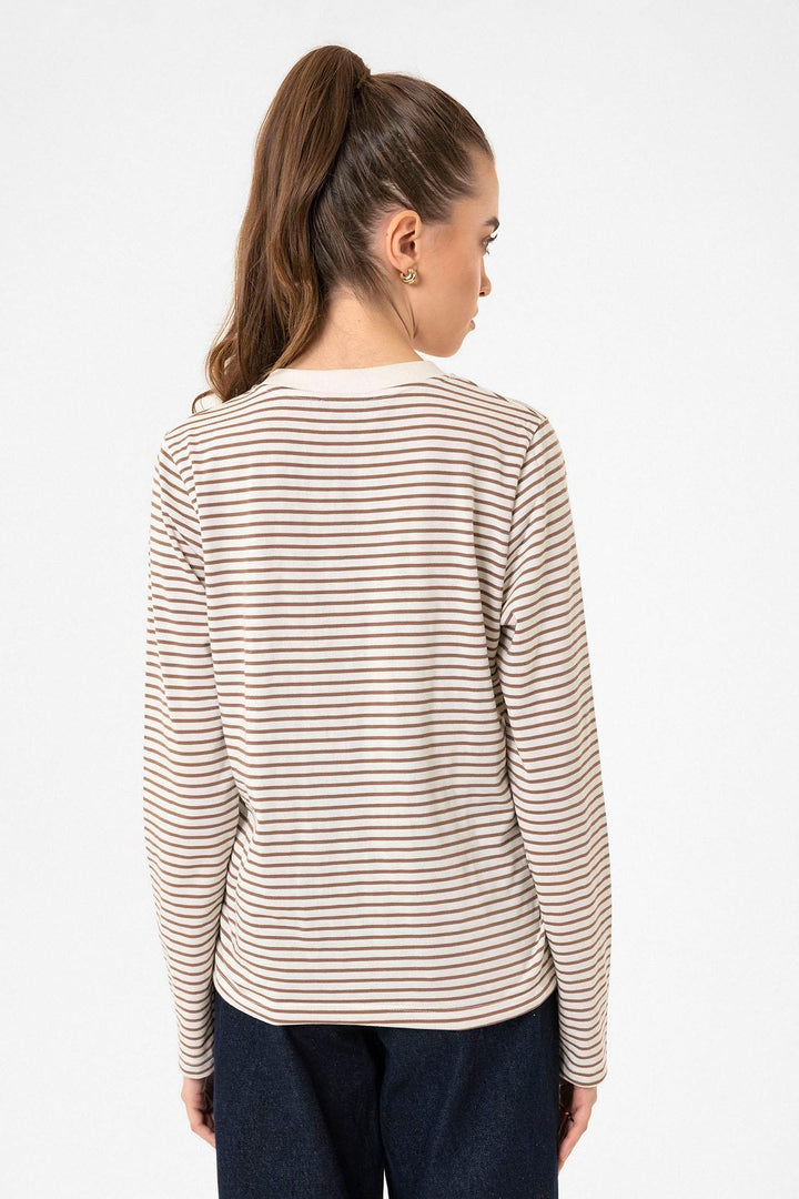 ANT Antioch Coffee Woman Striped Seasonal Sweater - Carcassonne