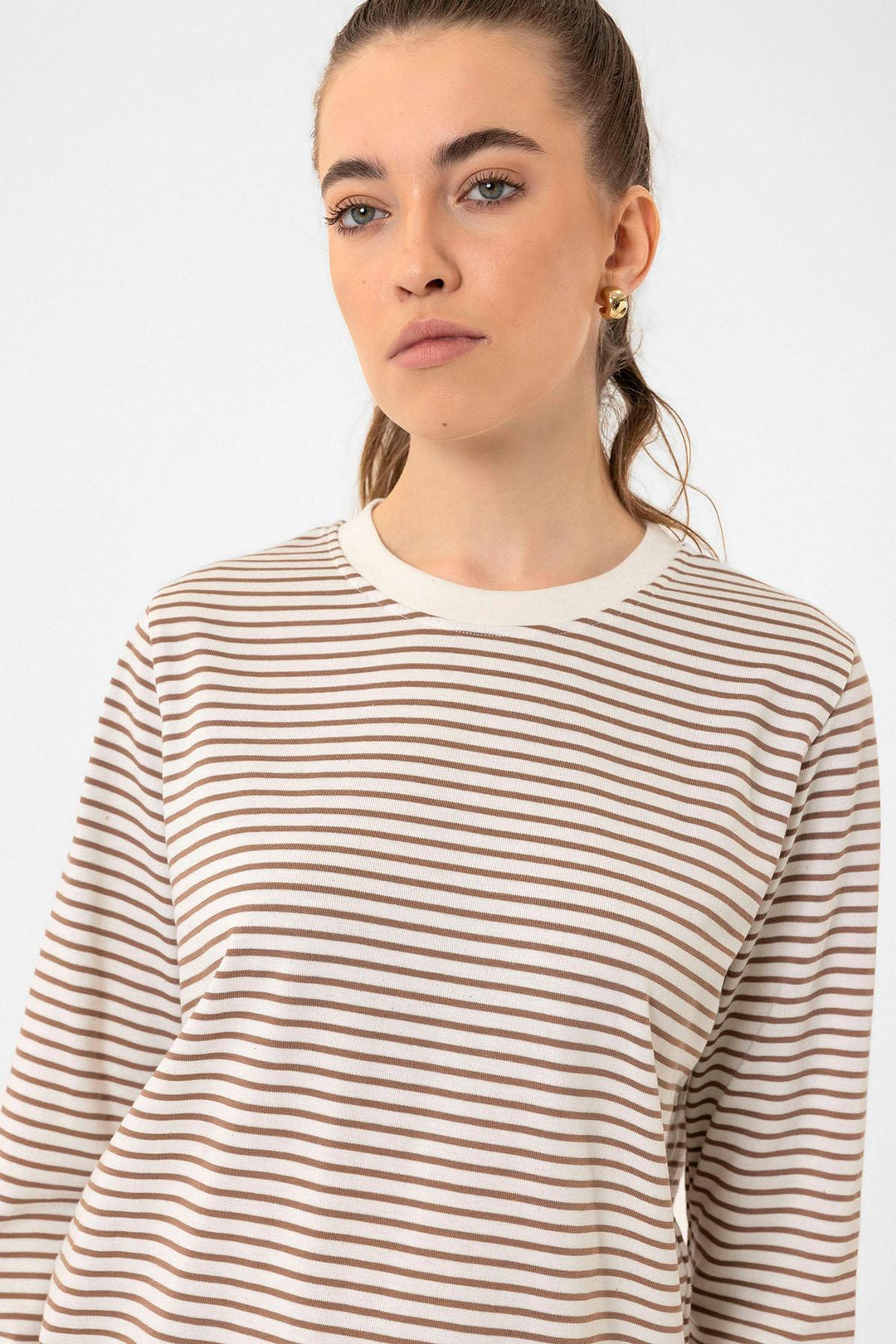 ANT Antioch Coffee Woman Striped Seasonal Sweater - Carcassonne