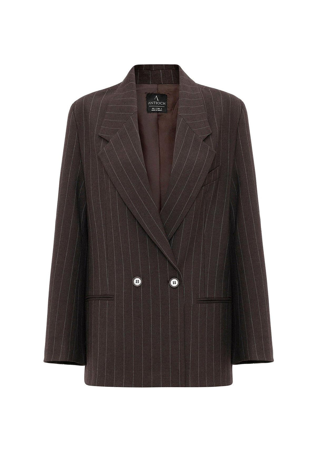 ANT Antioch Coffee Woman Striped Oversize Blazer Jacket - Kremenchuk