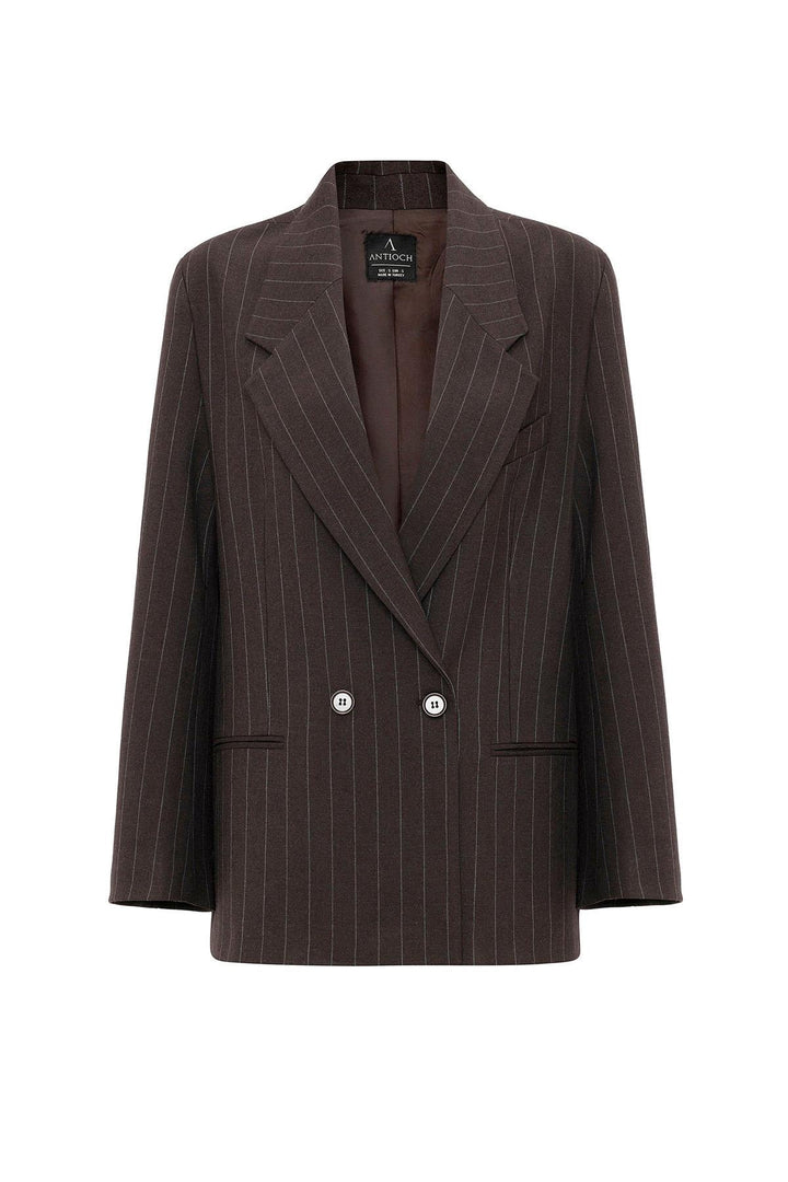 ANT Antioch Coffee Woman Striped Oversize Blazer Jacket - Kremenchuk