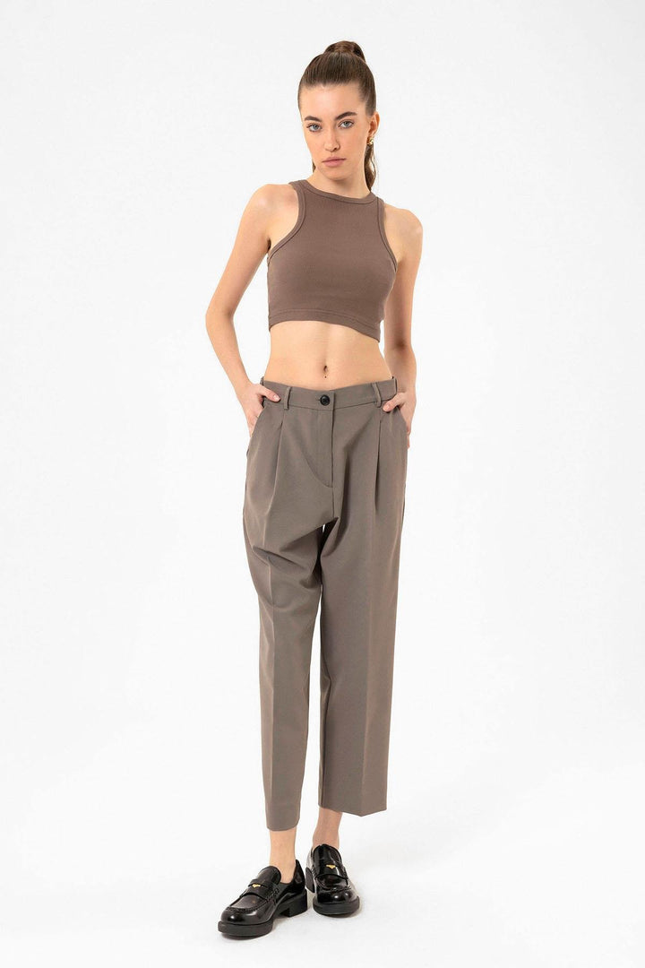 ANT Antioch Coffee Woman Ribbed Crop Tank Top - Stolberg