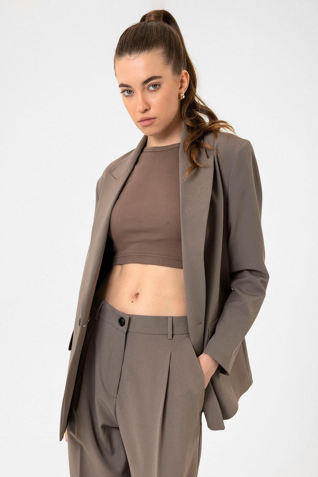 ANT Antioch Coffee Woman Ribbed Crop Tank Top - Stolberg