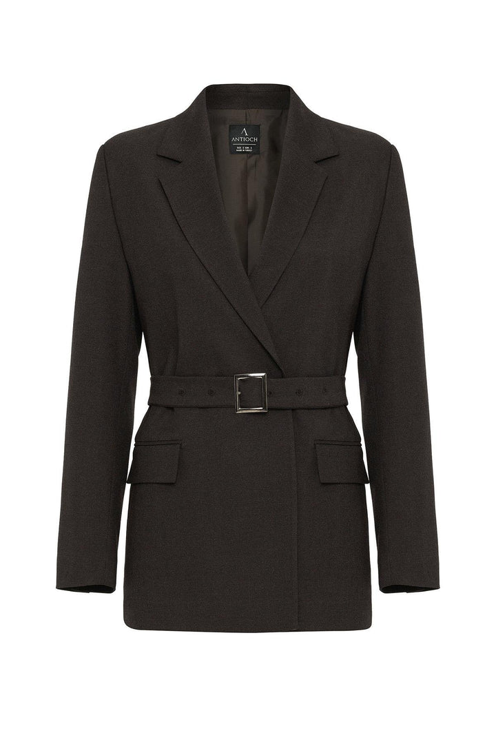 ANT Antioch Kahve Kadın Kemerli Blazer Ceket - Henrietta