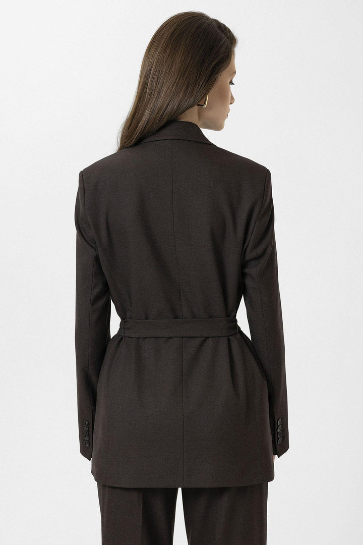 ANT Antioch Kahve Kadın Kemerli Blazer Ceket - Henrietta
