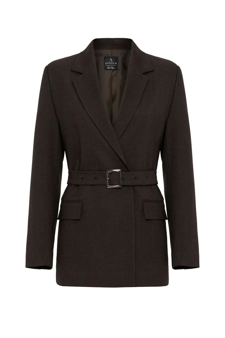 ANT Antioch Kahve Kadın Kemerli Blazer Ceket - Henrietta