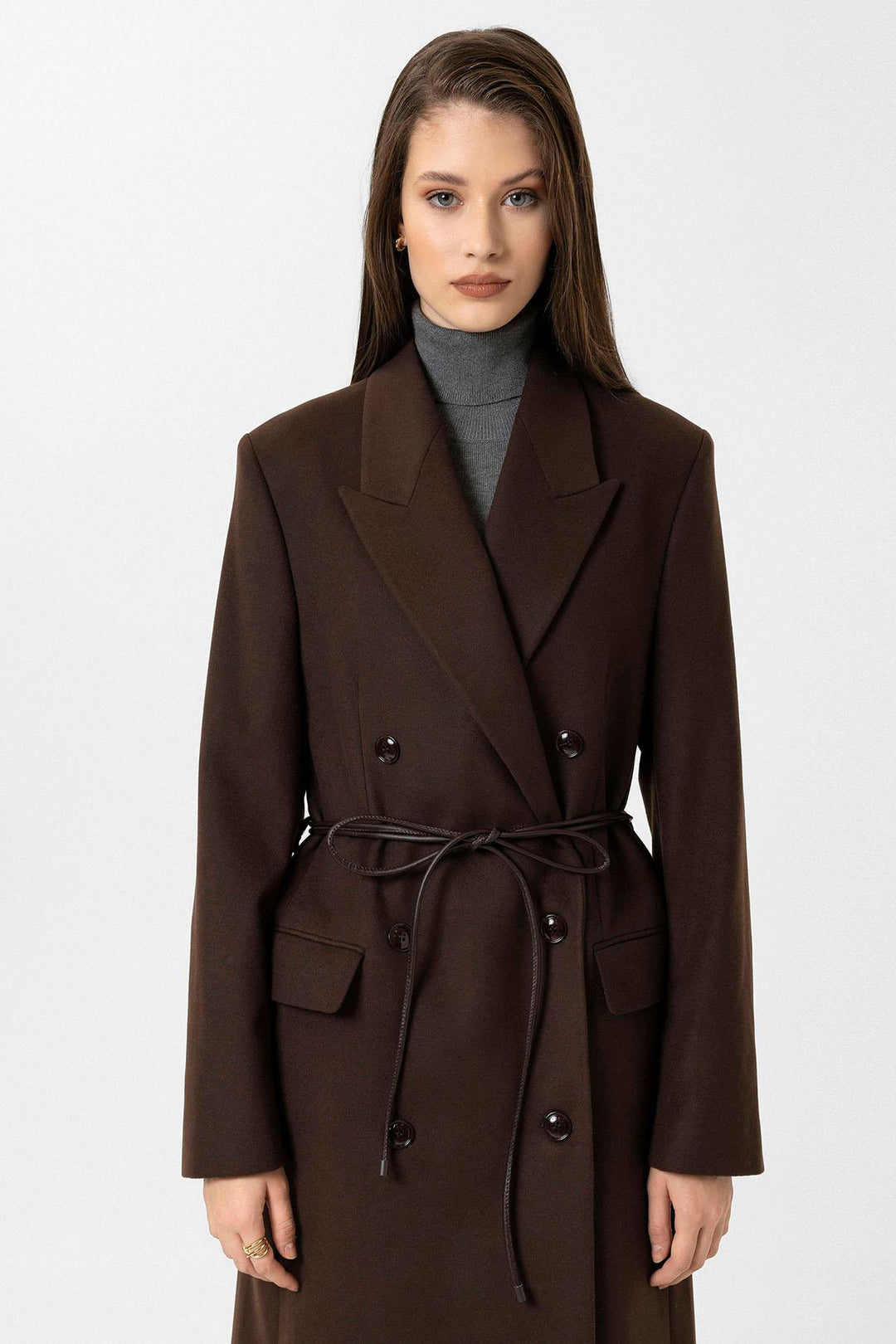 ANT Antioch Coffee Women's Belted Wrap Coat - Odessa