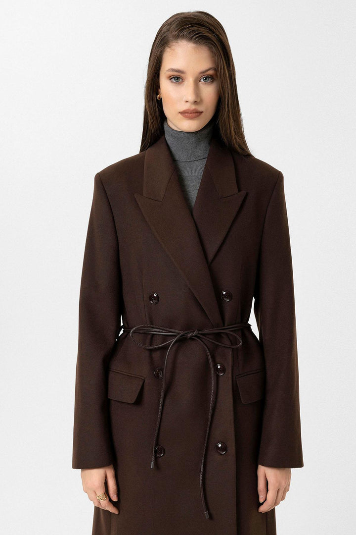 ANT Antioch Coffee Women's Belted Wrap Coat - Odessa