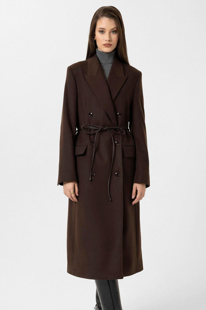 ANT Antioch Coffee Women's Belted Wrap Coat - Odessa