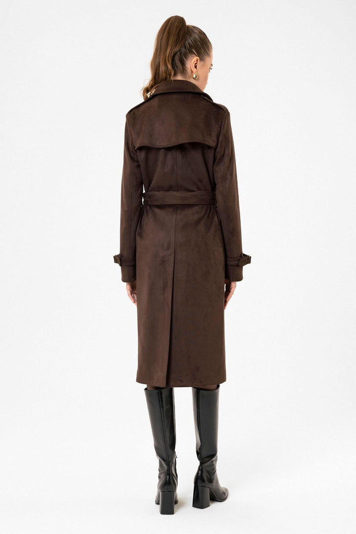 ANT Antioch Coffee Women's Belted Nubuck Trench Coat - Ibbenbüren