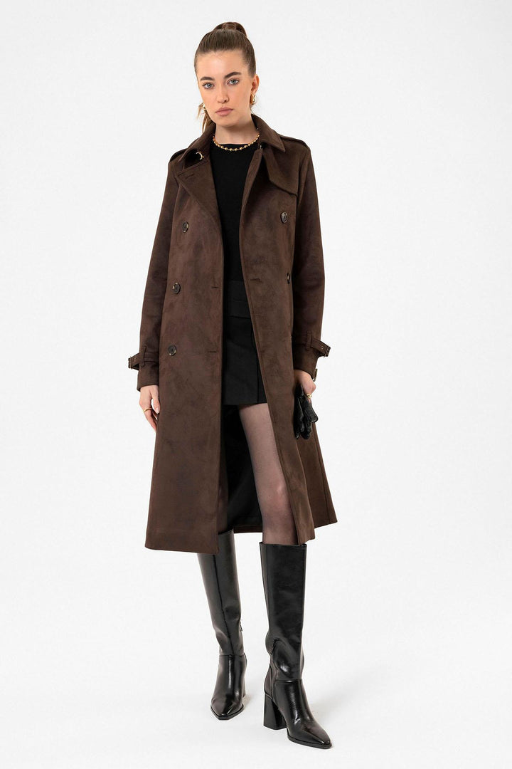ANT Antioch Coffee Women's Belted Nubuck Trench Coat - Ibbenbüren