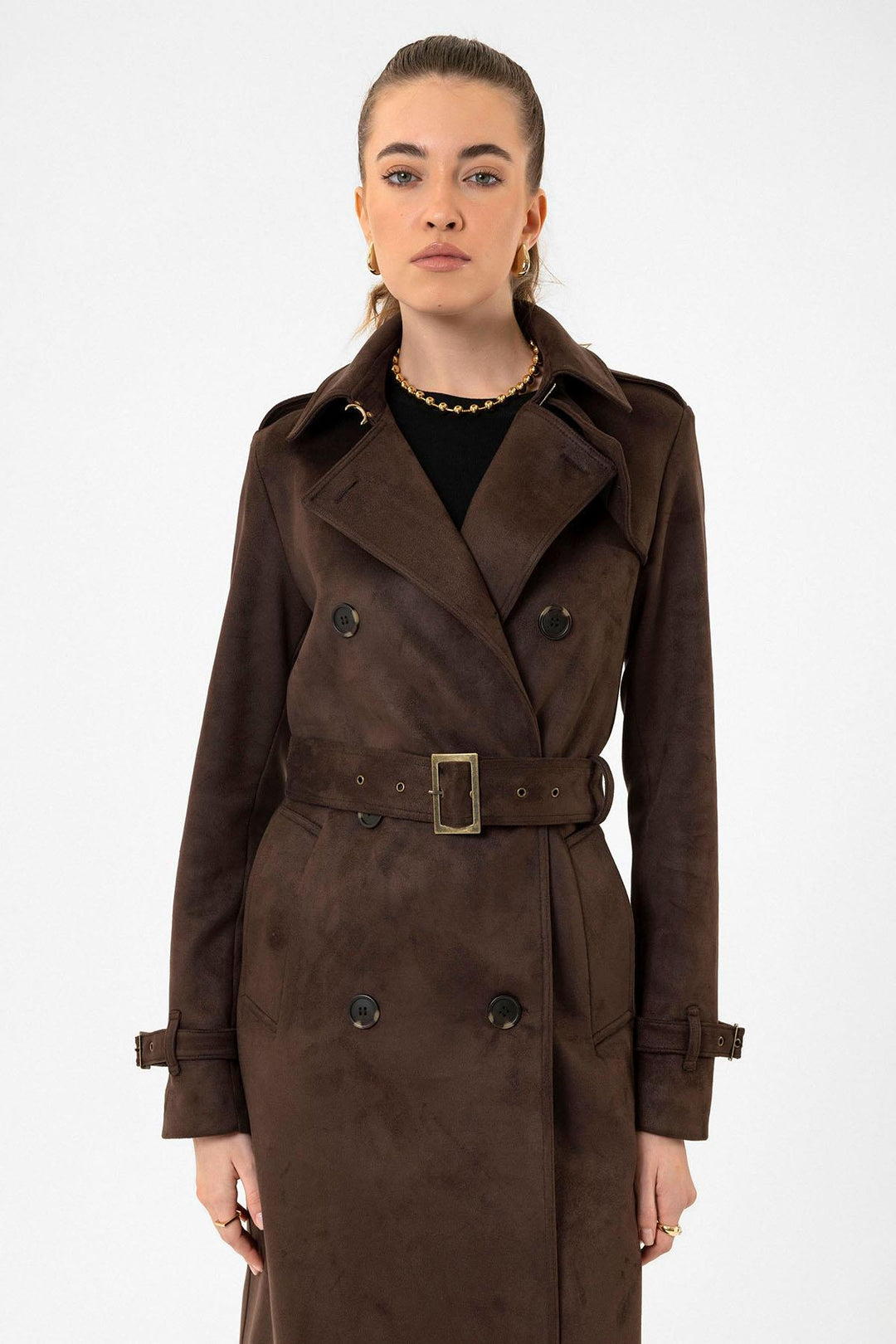 ANT Antioch Coffee Women's Belted Nubuck Trench Coat - Ibbenbüren
