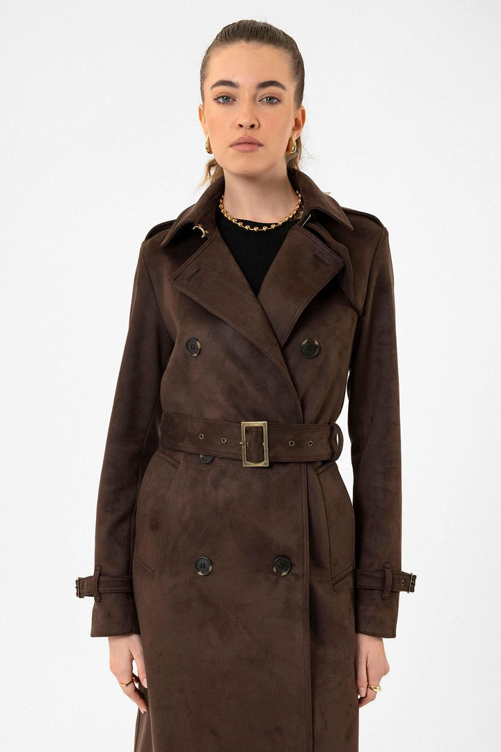 ANT Antioch Coffee Women's Belted Nubuck Trench Coat - Ibbenbüren