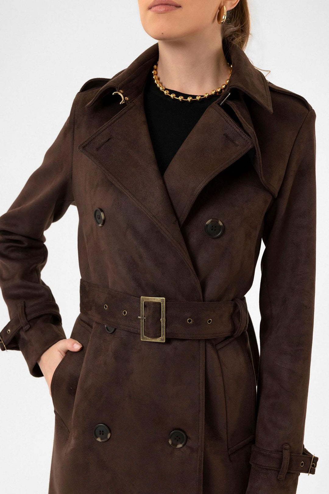 ANT Antioch Coffee Women's Belted Nubuck Trench Coat - Ibbenbüren