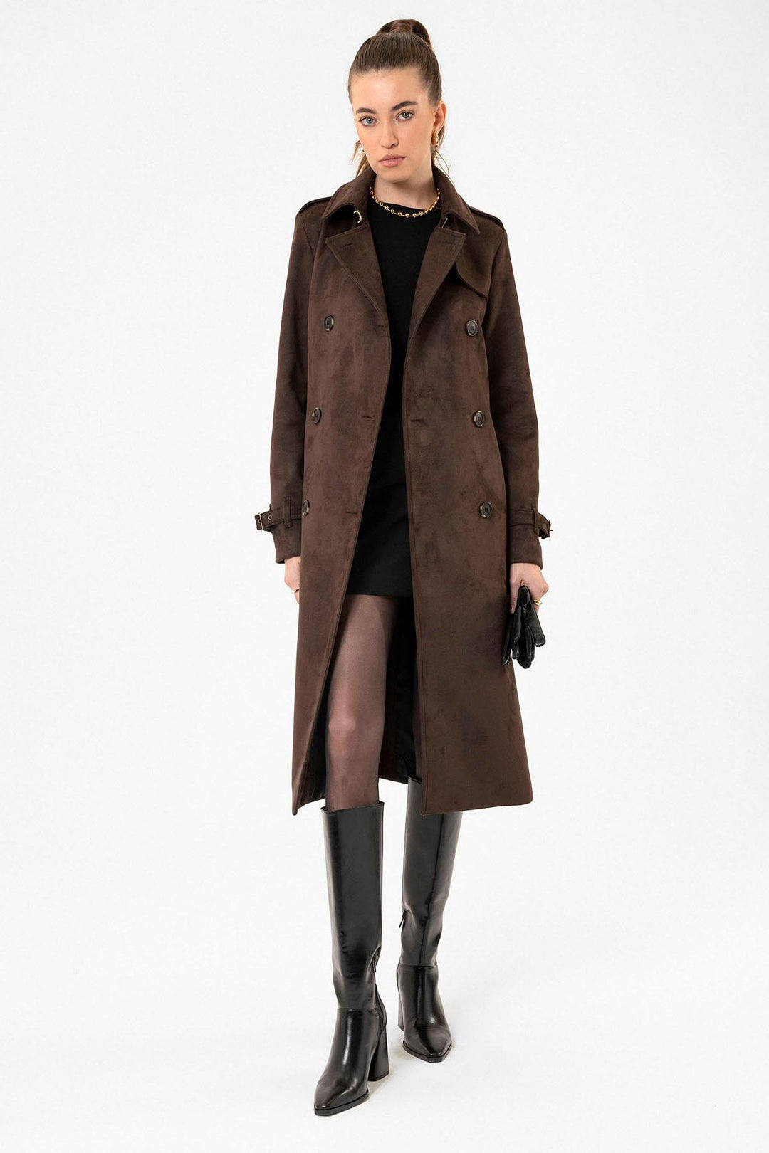 ANT Antioch Coffee Women's Belted Nubuck Trench Coat - Ibbenbüren