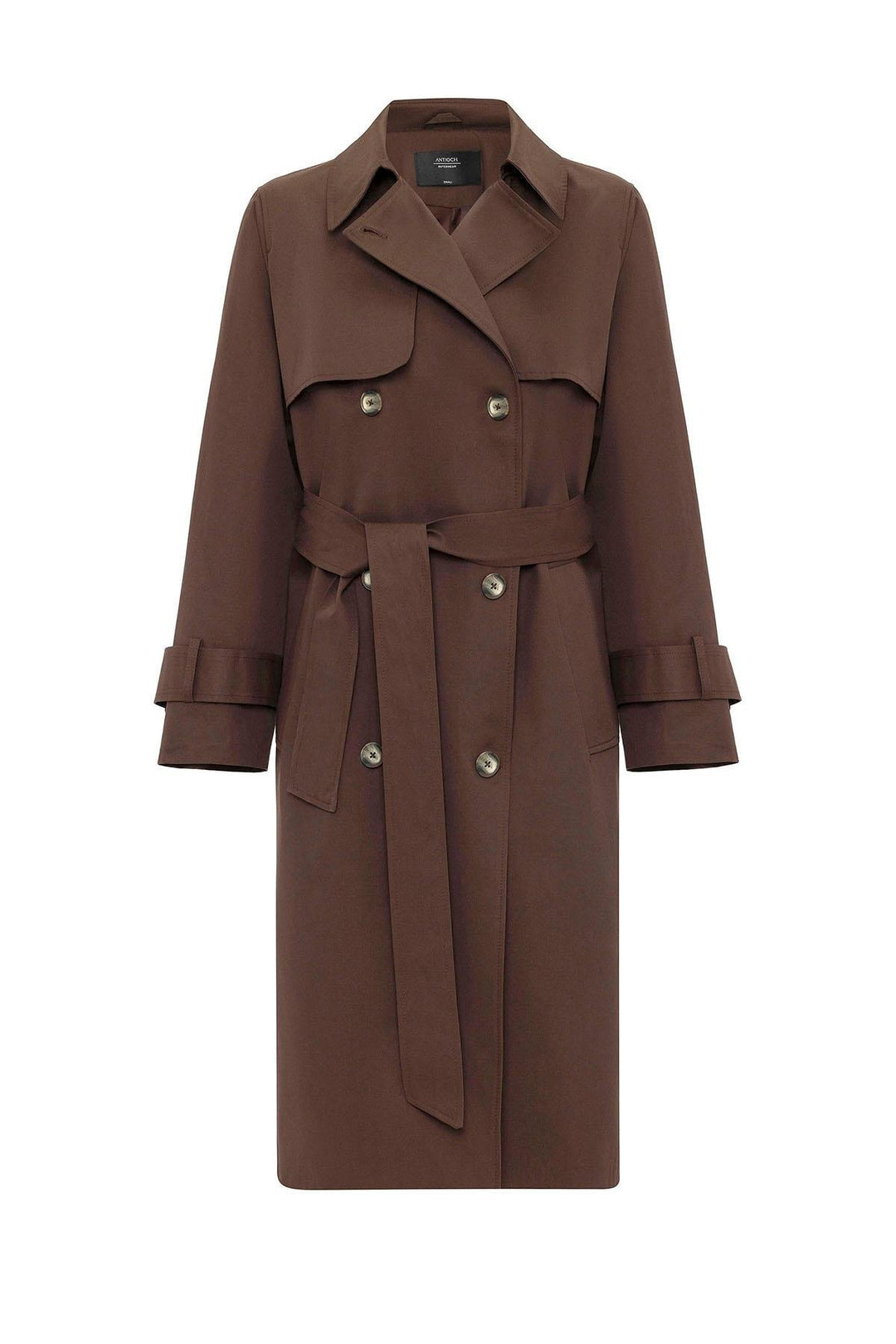 ANT Antioch Coffee Women's Wrap Closure Belted Trench Coat - Bourg-en-Bresse