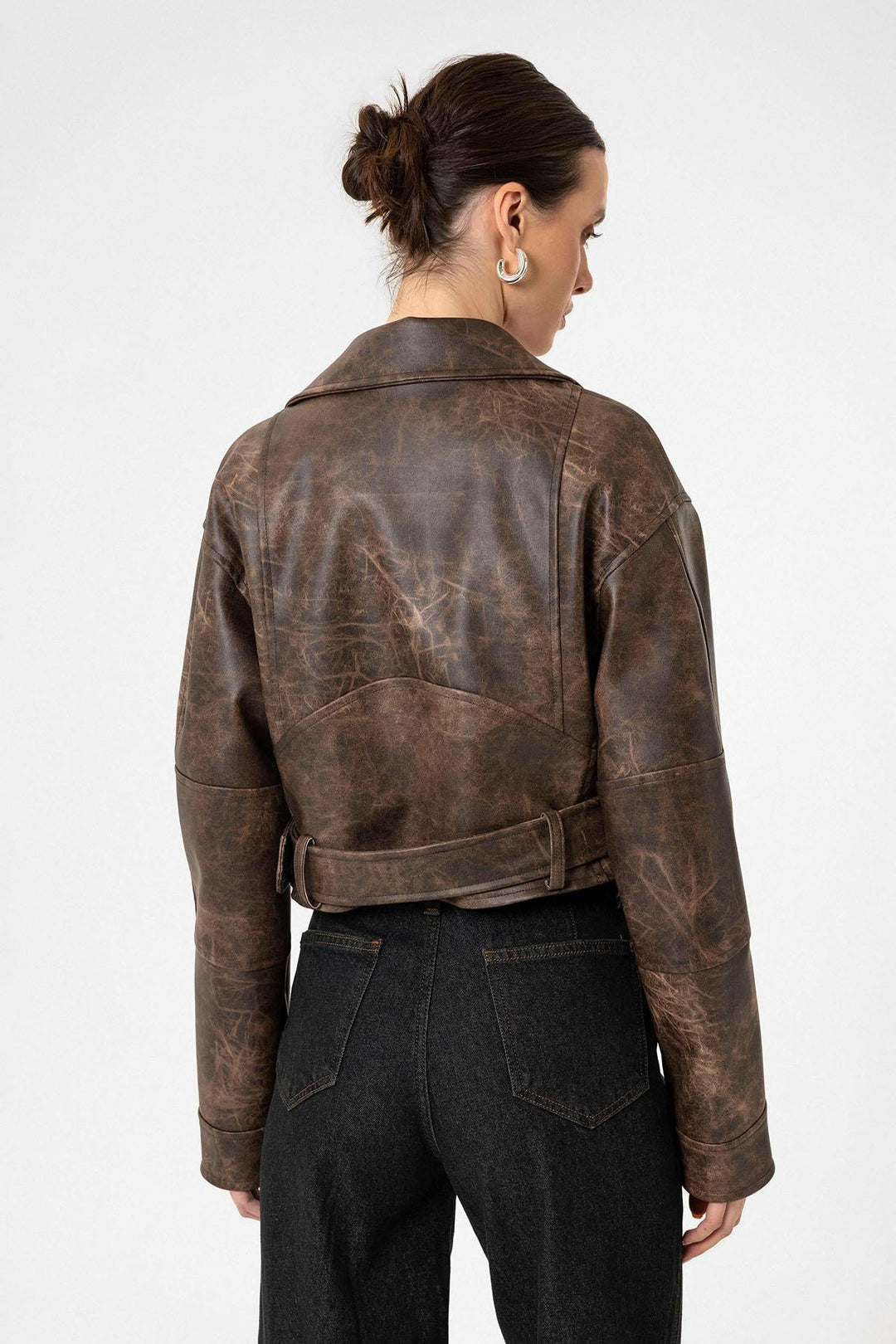 ANT Antioch Coffee Women's Faux Leather Crop Biker Jacket - Wageningen
