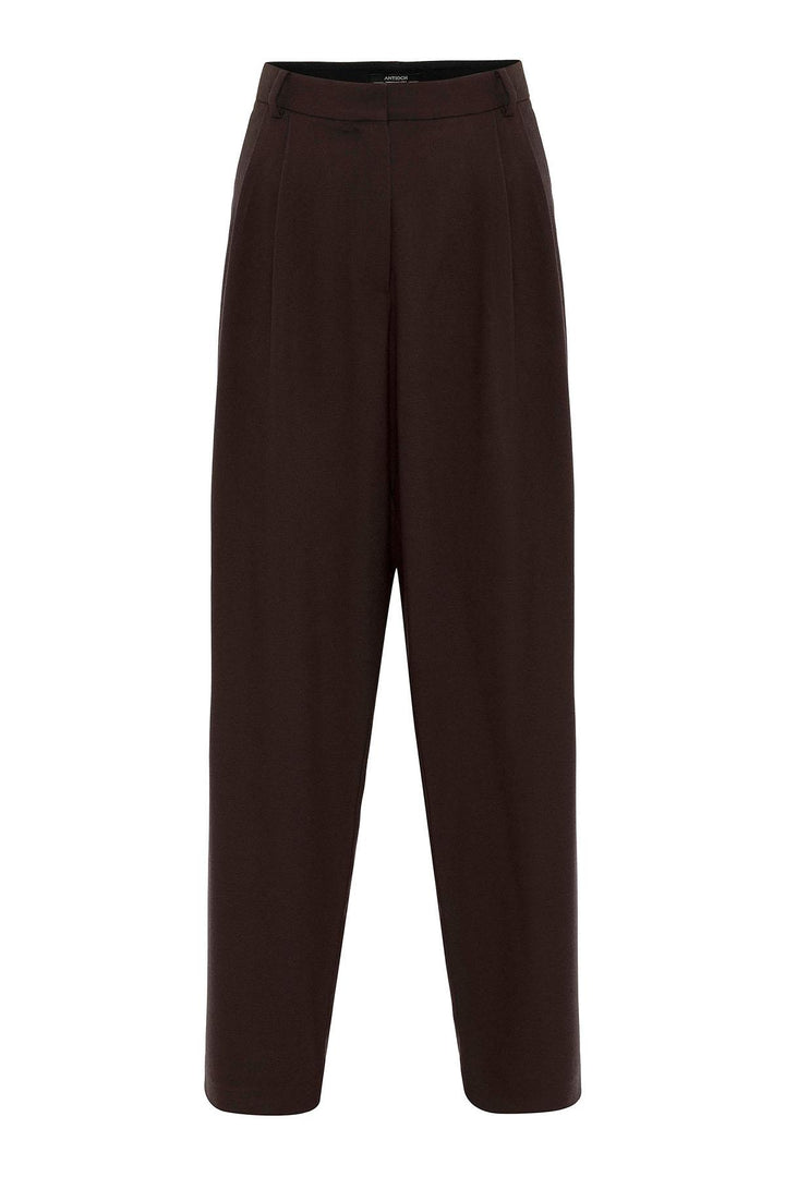 ANT Antioch Kahve Kadın Yüksek Bel Pens Detaylı Straight Fit Pantolon - Sioux City