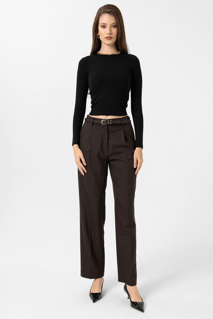 ANT Antioch Coffee Women's High Waist Pleated Pants - Apple Valley