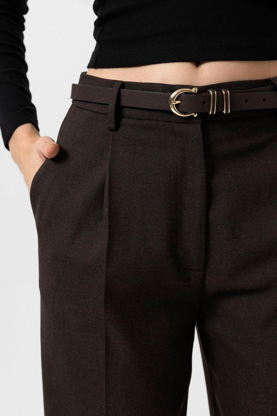 ANT Antioch Coffee Women's High Waist Pleated Pants - Apple Valley