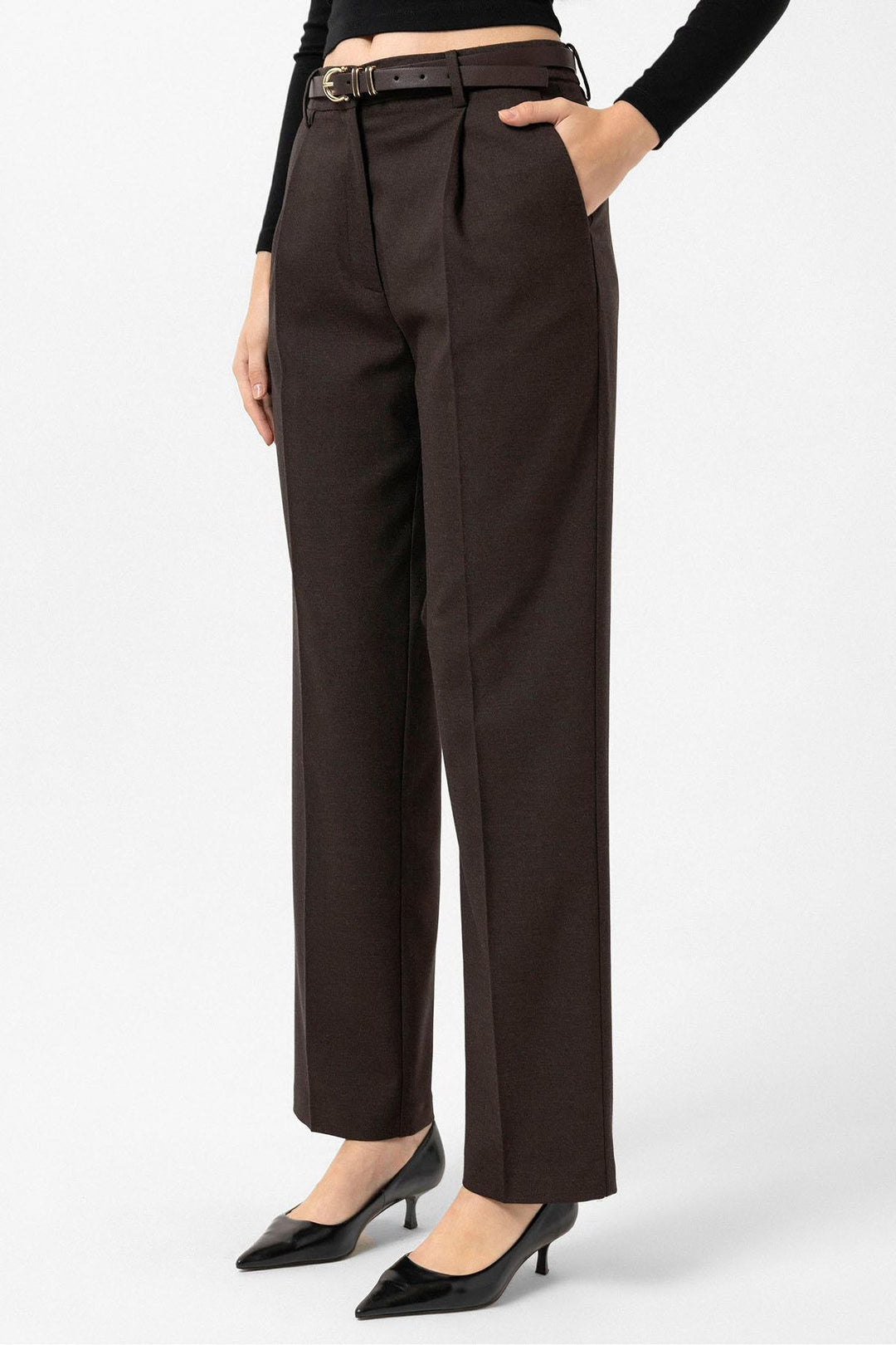 ANT Antioch Coffee Women's High Waist Pleated Pants - Apple Valley