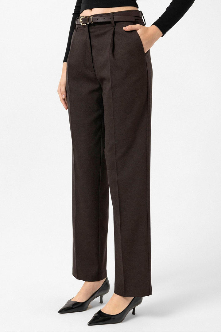 ANT Antioch Coffee Women's High Waist Pleated Pants - Apple Valley