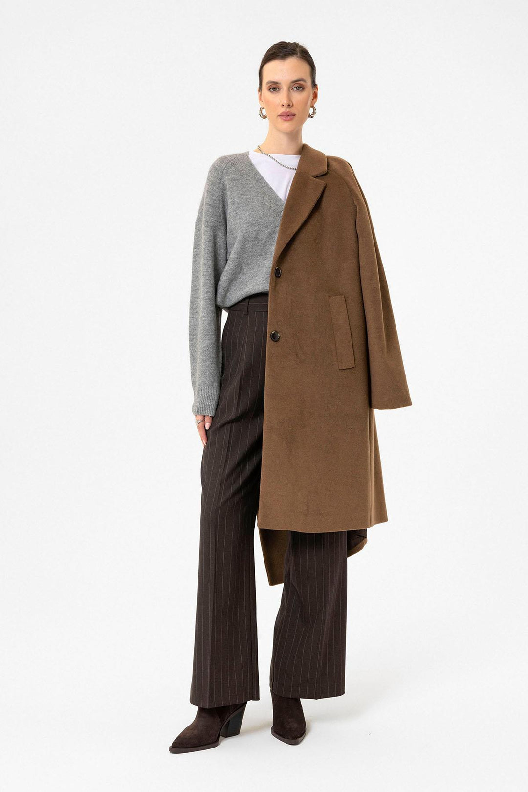 ANT Antioch Coffee Woman Wool Blend Textured Coat - Issaquah