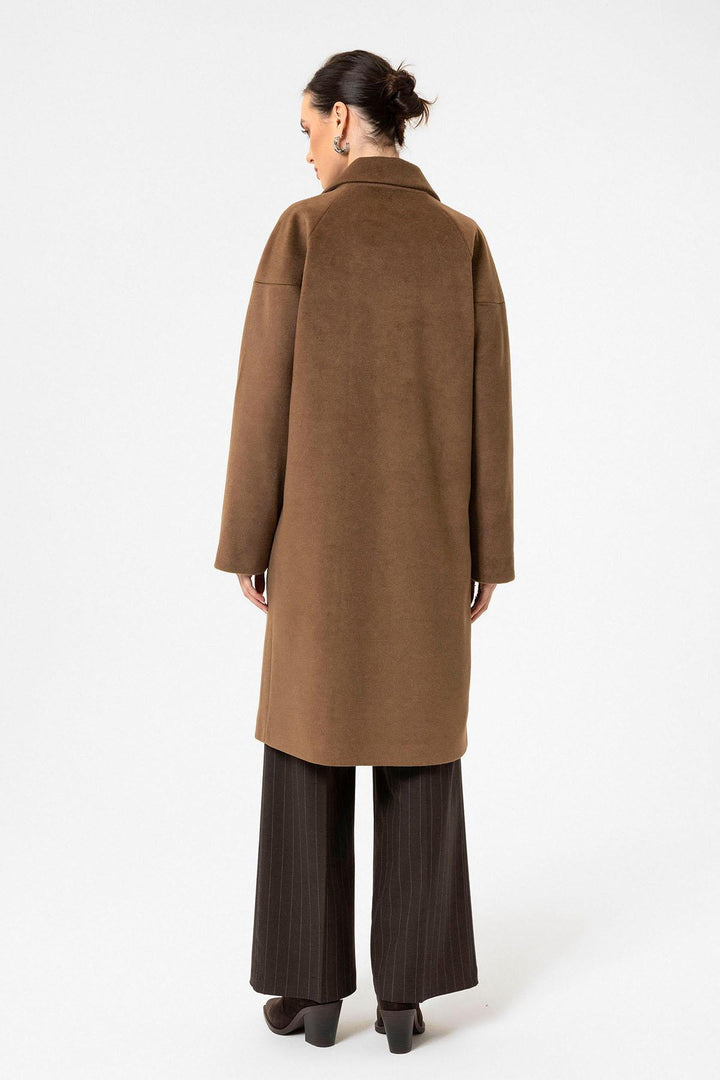 ANT Antioch Coffee Woman Wool Blend Textured Coat - Issaquah