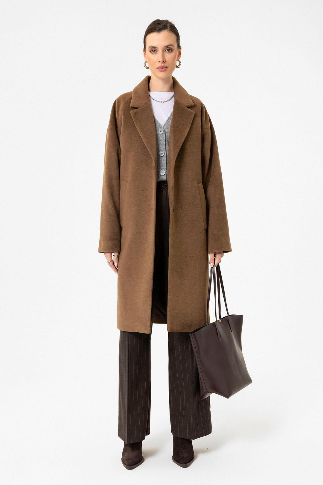 ANT Antioch Coffee Woman Wool Blend Textured Coat - Issaquah
