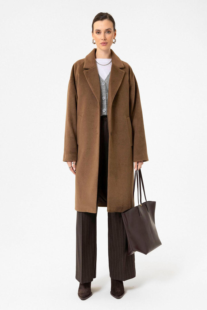 ANT Antioch Coffee Woman Wool Blend Textured Coat - Issaquah