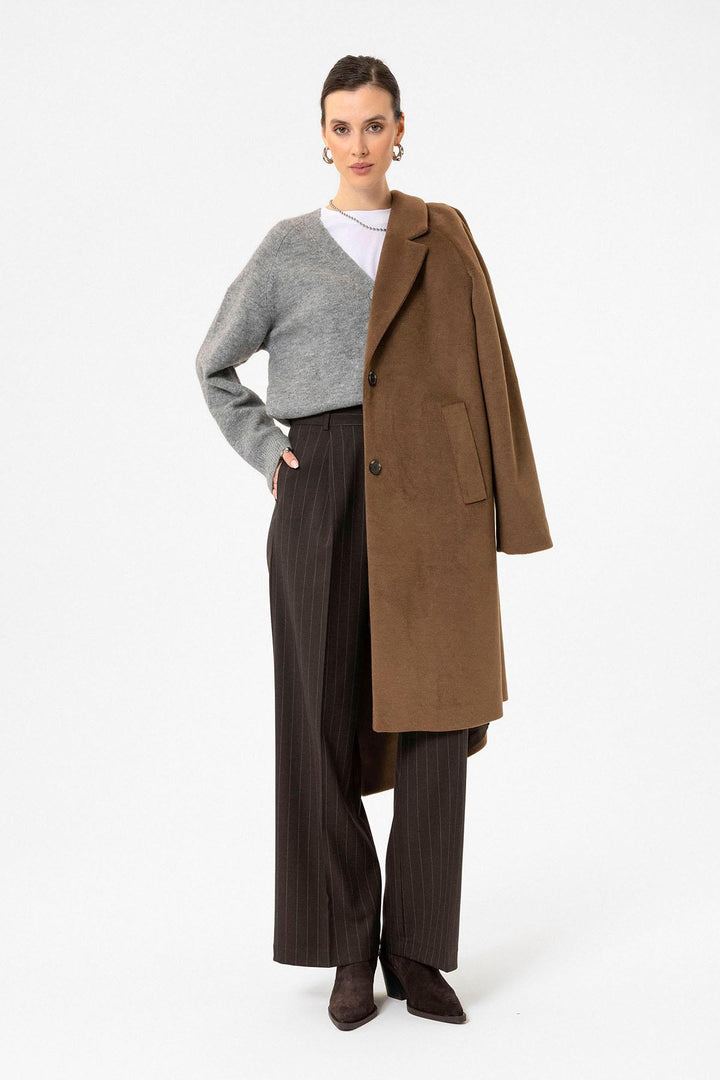 ANT Antioch Coffee Woman Wool Blend Textured Coat - Issaquah