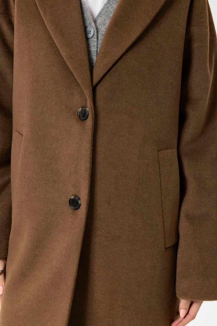 ANT Antioch Coffee Woman Wool Blend Textured Coat - Issaquah